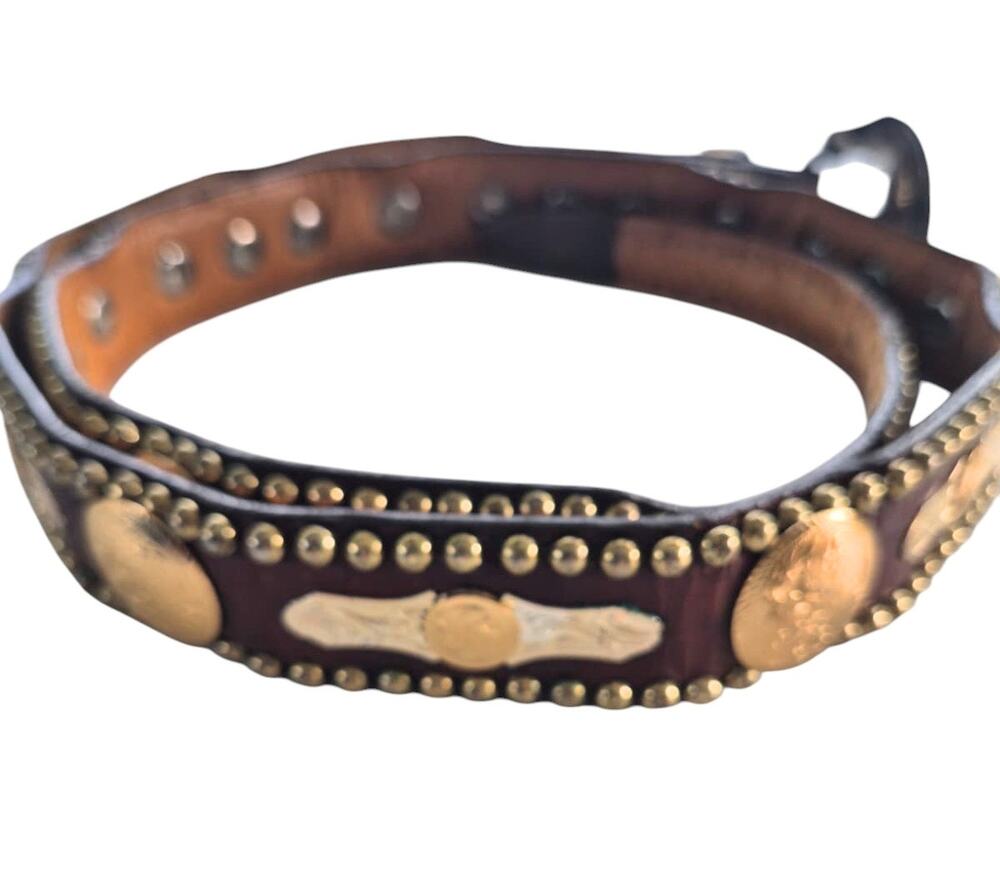 Vintage Al Beres Womens Belt Western Concho Size 42 Leather Made In USA Brown